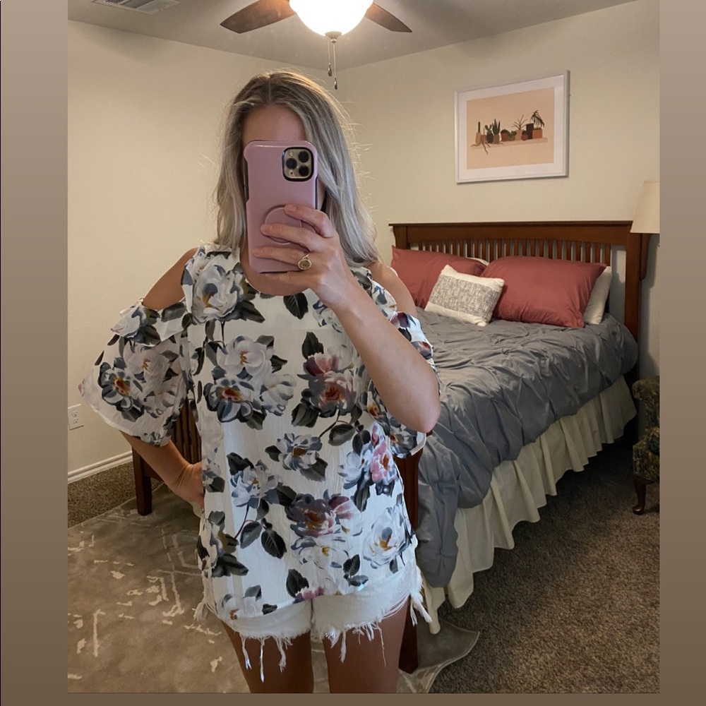Cold shoulder floral top